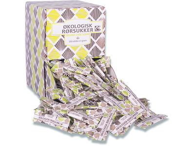 Sukker, 350 sticks, 3 g, Rørsukker, Økologisk
