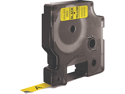 Labeltape, 9mm x 7m, Sort på Gul, 1 rulle, Dymo D1 40918