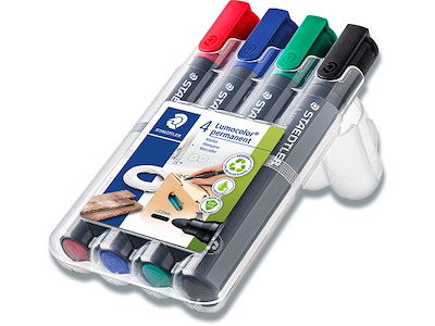 Marker, Rund spids, 2 mm, 4 assorteret, Staedtler Lumocolor 352