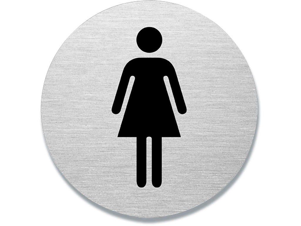 Dørskilt, Ø7.5 cm, ''Dame toilet'', Aluminium, BNT Office 