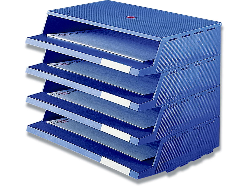 Brevbakkesæt, Med 4 bakker og topplade, A4 til C4, Blå, Twinco Panorama C4