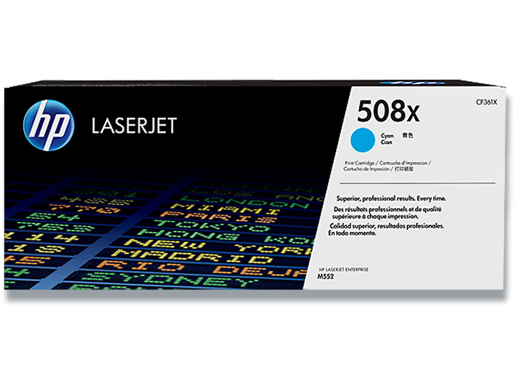 Toner, 508X, Cyan-blå, 9.500 sider, HP CF361X