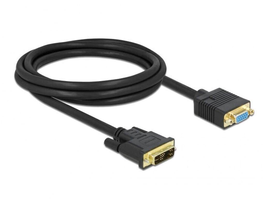 DeLOCK 86753 videokabel adapter 2 m DVI VGA (D-Sub) Sort