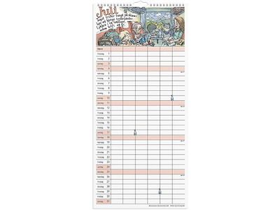 Familiekalender, 2027, Otto Dickmeiss & Lilja Scherfig, 6 personer, 1 måned pr. opslag, Mayland