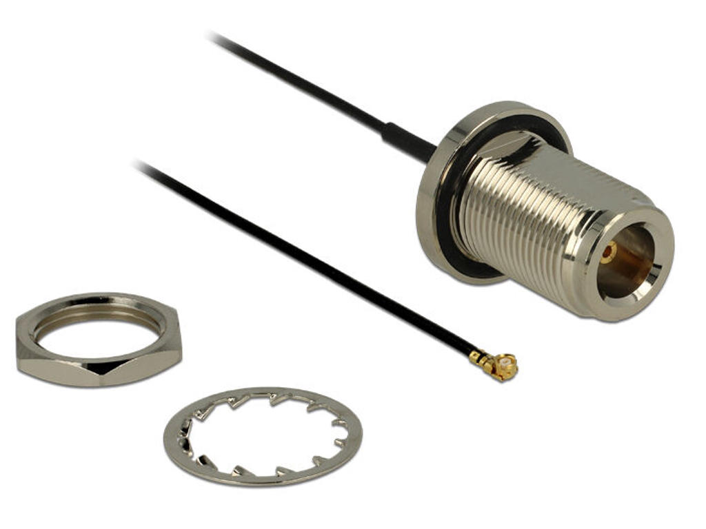 DeLOCK 0.13m N/MHF U.FL koaxial kabel RF 1.37 0,13 m MHF/U.FL Sort, Sølv