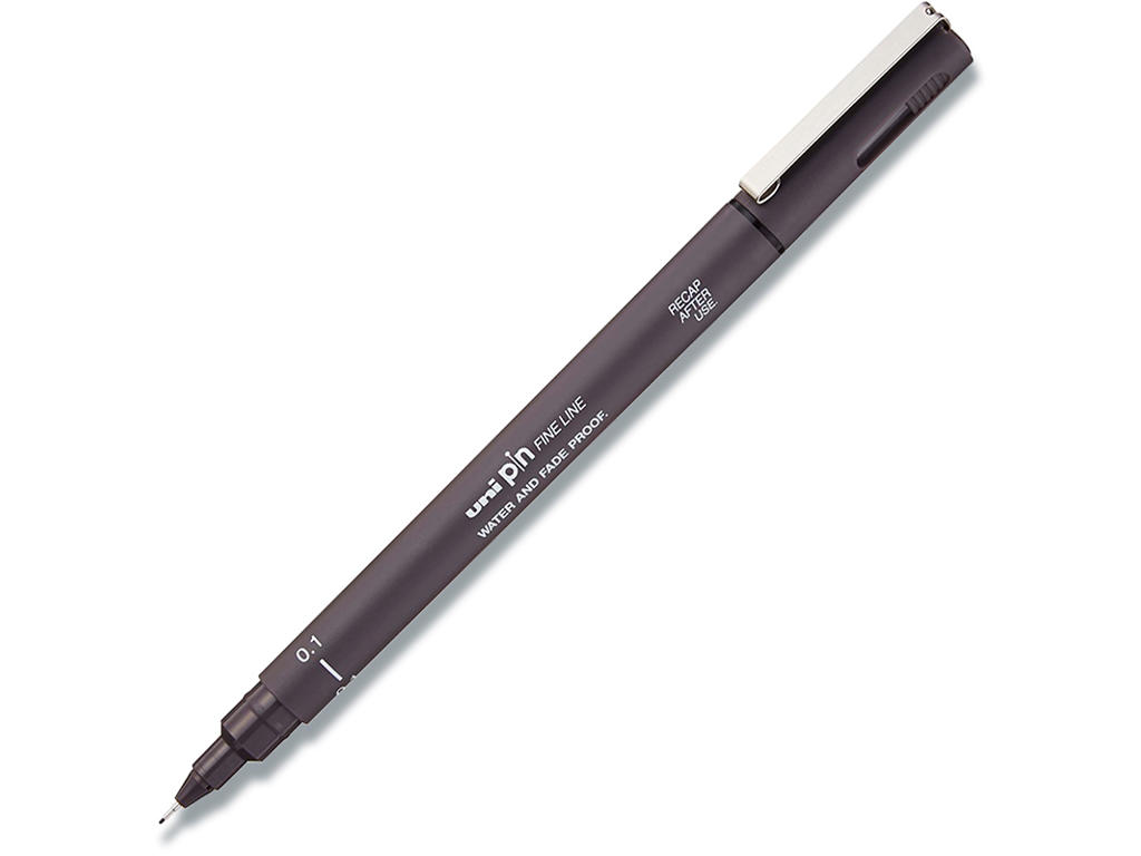 Fineliner, Mørkegrå, 0.1 mm, 1 stk, uni pin 200