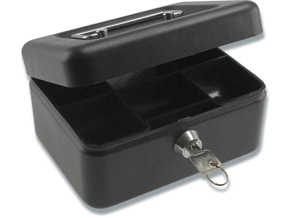 Pengekasse, 8x11.5x15.2 cm, 6 rums møntbakke, Sort, BNT Office 