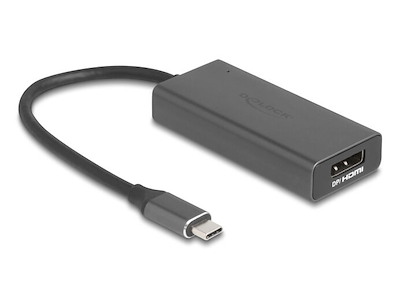 DeLOCK 64316 videokabel adapter 0,15 m USB Type-C HDMI + DisplayPort Grå