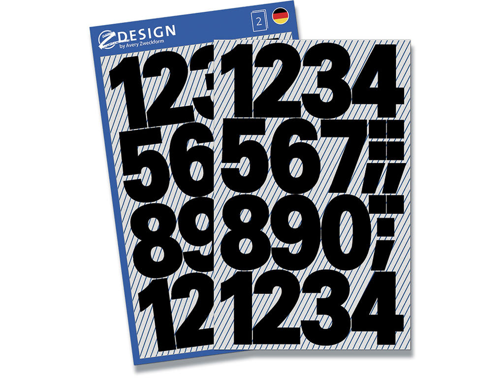 Tal, 0-9, 25 mm, 28 mærker i alt, Avery Design 