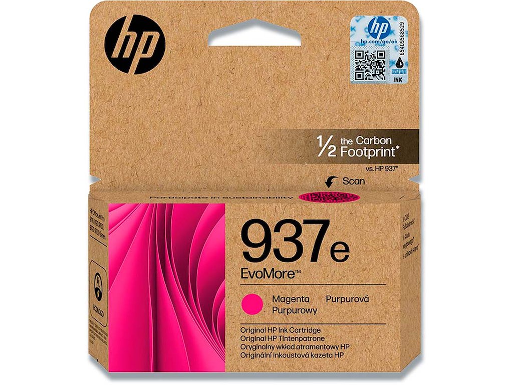 Blækpatron, 1 stk, 1.650 sider, Magenta-rød, HP EvoMore 937e