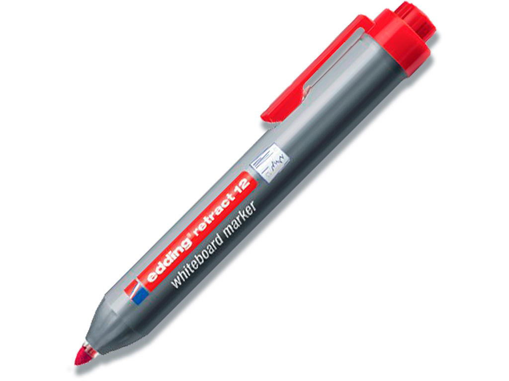 Whiteboard marker, Rund spids, Rød, 1.5-3 mm, Edding Retract 12