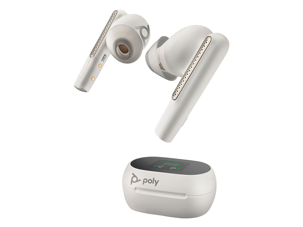 HP Poly Poly Voyager Free 60+ UC-opladningsetui med touchskærm til BT700 USB-C-adapter, hvid