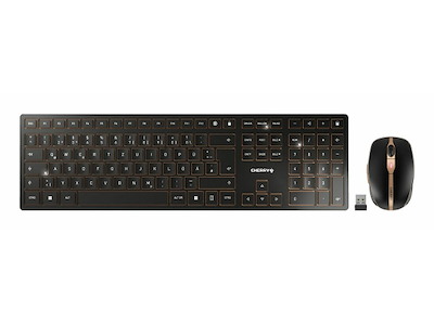 CHERRY JD-9100IT-2 tastatur Mus inkluderet Hjemme/kontor RF trådløs + Bluetooth QWERTY Italiensk Sort, Bronze