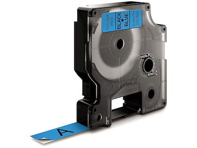 Labeltape, 12mm x 7m, Sort på Blå, 1 rulle, Dymo D1 45016