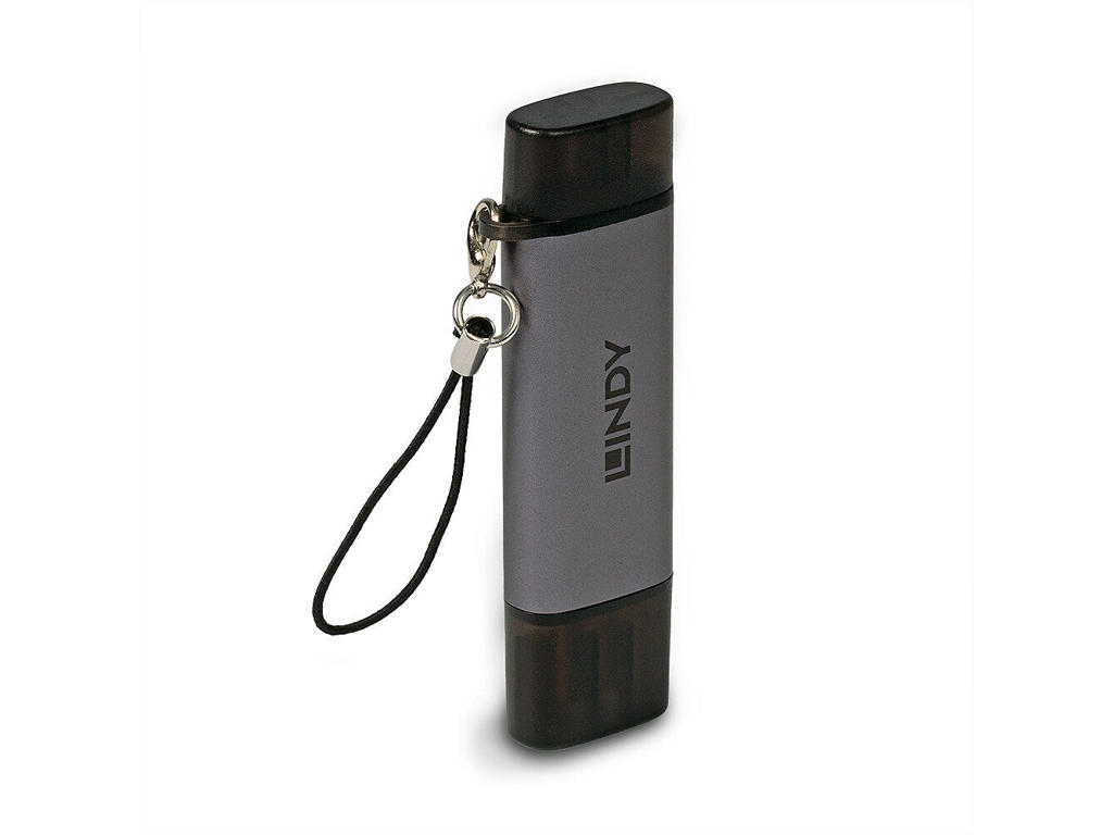 Lindy 43335 kortlæser USB 3.2 Gen 1 (3.1 Gen 1) Type-A/Type-C Sort, Grå