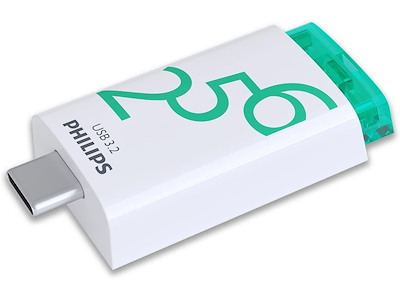 Philips USB 3.2 256GB Click Series Gen 1 USB-C USB-nøgle USB Type-A 3.2 Gen 1 (3.1 Gen 1) Hvid