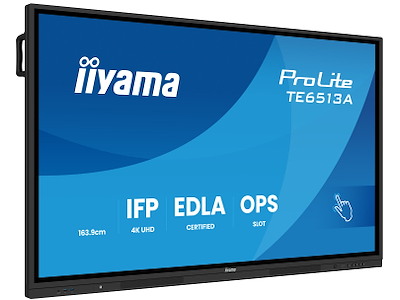iiyama TE6513A-B2AG skilte display 163,8 cm (64.5") Wi-Fi 500 cd/m² 4K Ultra HD Berøringsskærm Indbygget processer Android