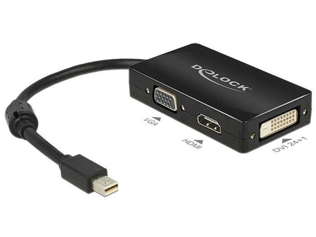 DeLOCK 0.16m DisplayPort/VGA + HDMI + DVI 0,16 m Mini DisplayPort VGA (D-Sub)+ HDMI + DVI Sort