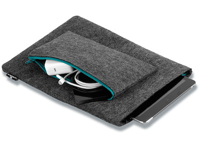 Sleeve, 13'' Laptops Notebooks, PET-filt, Mørkegrå med grøn effekt, Durable EFFECT MultiBag