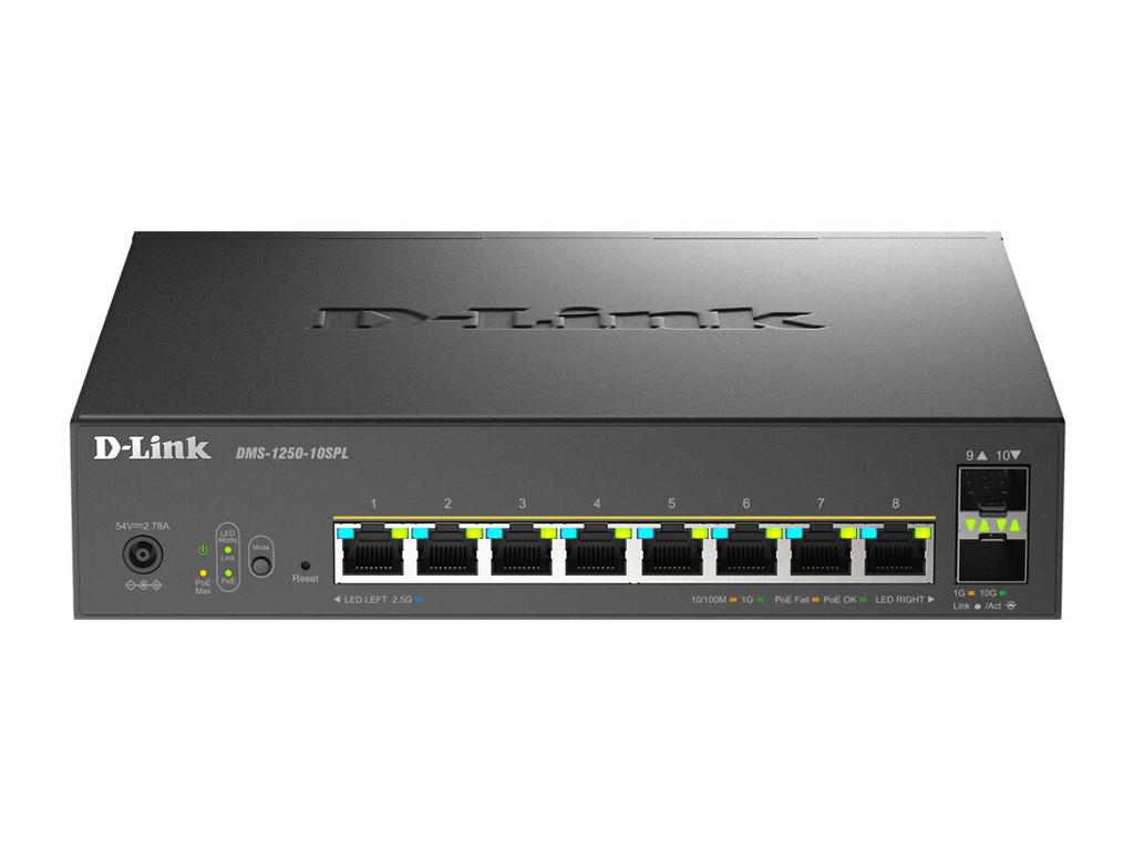 D-Link DMS-1250-10SPL Administreret L2/L3 2.5G Ethernet (100/1000/2500) Strøm over Ethernet (PoE) Sort