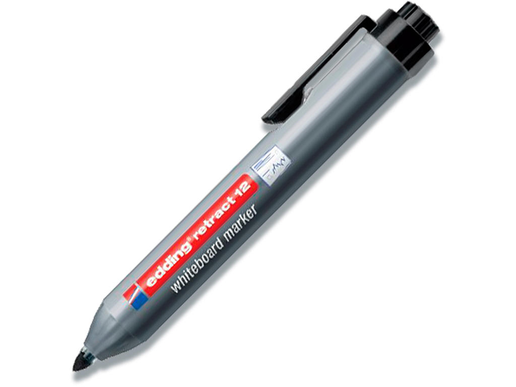 Whiteboard marker, Rund spids, Sort, 1.5-3 mm, Edding Retract 12