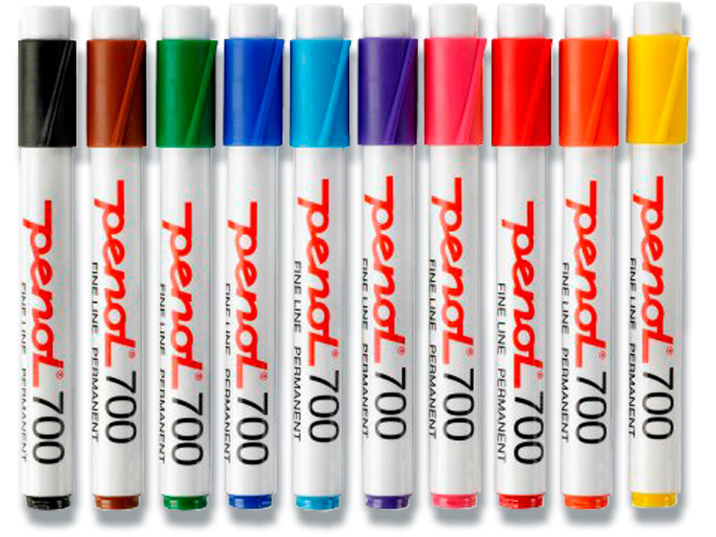 Marker, Rund spids, 1.5 mm, Sort Rød Blå Grøn Gul Orange Pink Lilla Brun Lyseblå, Penol 700