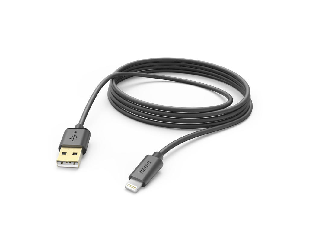 Hama 00201582 Lightning kabel 3 m Sort