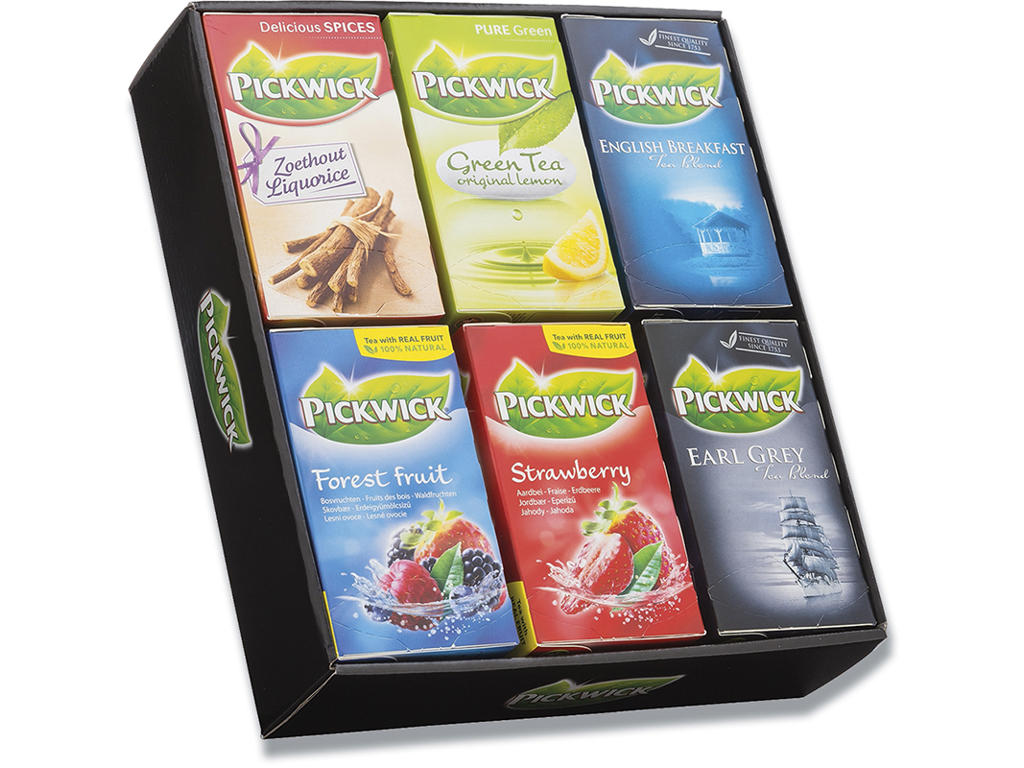 The display, 6 æsker, Assorteret, 20 breve æsken, Pickwick 