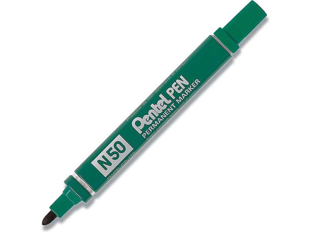 Marker, Rund spids, 2 mm, Grøn, Pentel N50-DE