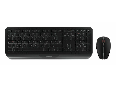 CHERRY JD-7000FR-2 tastatur Mus inkluderet Hjemme/kontor RF trådløst AZERTY Fransk Sort