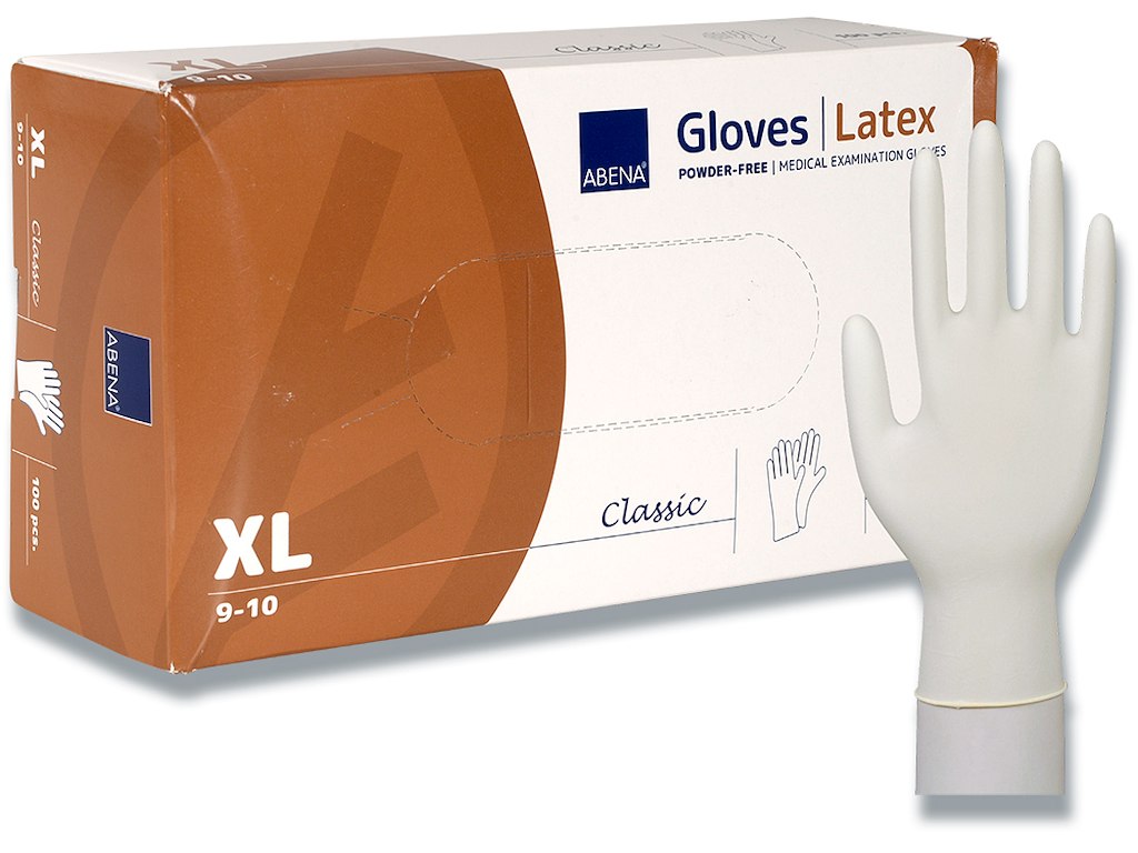 Engangshandsker, Latex, X-large, 100 handsker, Abena Classic 