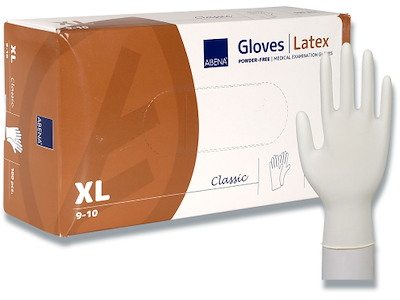 Engangshandsker, Latex, X-large, 100 handsker, Abena Classic 