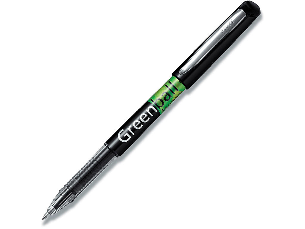 Rollerball pen, 0.7 mm, 0.35 mm, Sort, Pilot Greenball BL-GRB7-BG-B