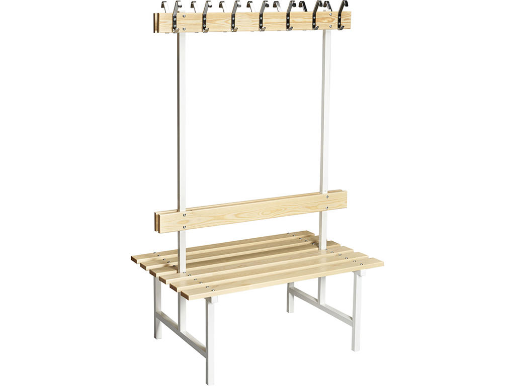 Bænk fristående, Modelnr 69, L=1200 mm dobbelt fyr/hvid, Essem Design DK