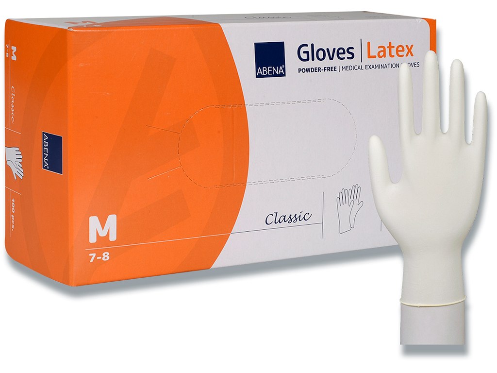 Engangshandsker, Latex, Medium, 100 handsker, Abena Classic