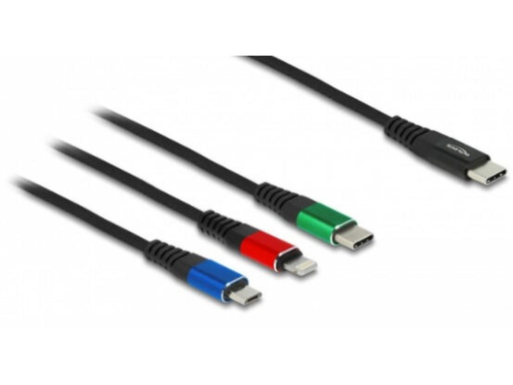 DeLOCK 86820 USB-kabel USB 2.0 0,3 m USB C USB C/Micro-USB B/Lightning Sort, Blå, Grøn, Rød