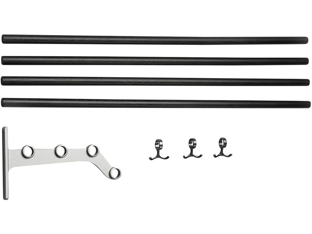 Hattehylde tillægsdel tilpasset længde, Nostalgi, Modelnr 291, Sortbejdset eg/aluminium, Essem Design DK