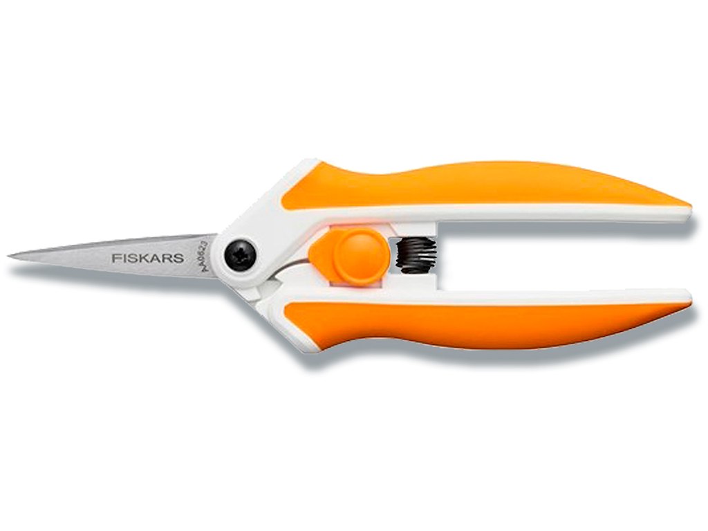 Saks, Micro-Tip, Ligehåndet, 15 cm, Orange, Fiskars Classic Softouch