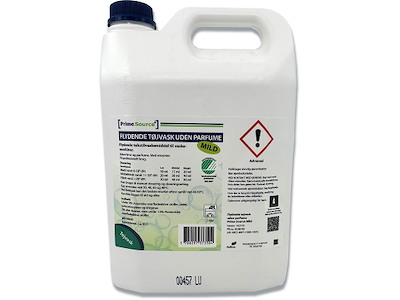 Vaskemiddel, Flydende, Kulørt og hvidt, Uden parfume, 5 liter, Prime Source Mild