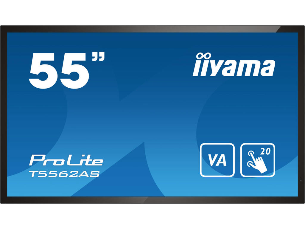 iiyama T5562AS-B1 skilte display Interaktivt fladpanel 138,7 cm (54.6") VA 500 cd/m² 4K Ultra HD Sort Berøringsskærm Indbygget processer Android 8.0 24/7
