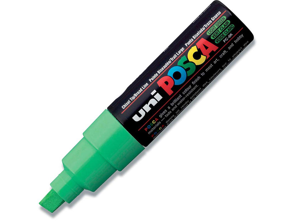 Paint marker, 8 mm, Lysegrøn, Skrå spids, uni Posca PC-8K