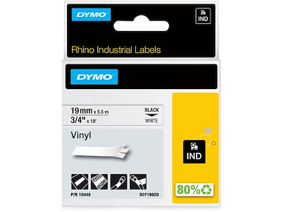 Labeltape, 19mm x 5.5m, Sort på Hvid, 1 rulle, Dymo Rhino Industri
