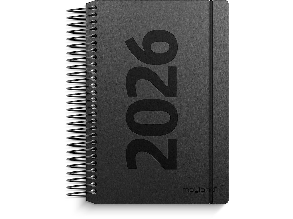 Kalender, 2026, Mini dag, 1 dag pr. side, Sort, Mayland