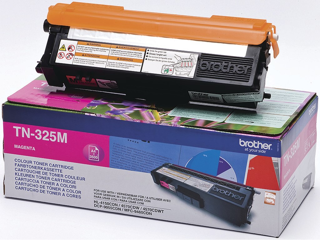 Toner, TN325M, Magenta-rød, 3.500 sider, Brother 