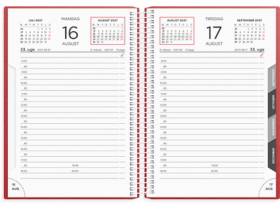Kalender, 2027, Dag, 1 dag pr. side, Rød, Mayland