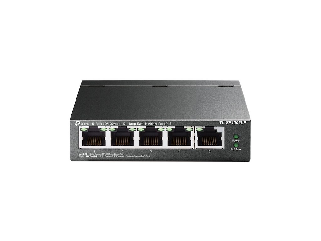 TP-Link TL-SF1005LP netværksswitch Ikke administreret Fast Ethernet (10/100) Strøm over Ethernet (PoE) Sort