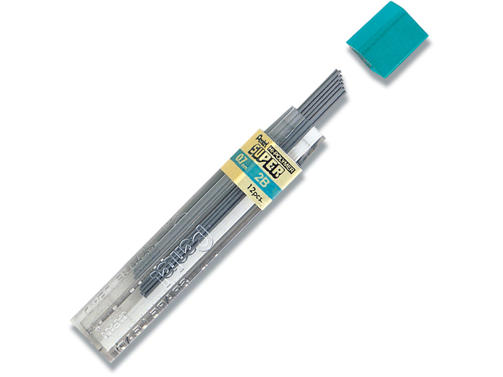 Blyantstifter, 0.7 mm, 2B, 12 stifter, Pentel Hi-Polymer 50