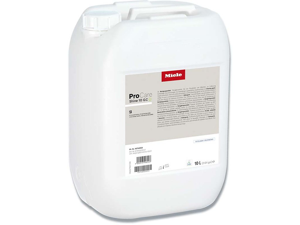 Maskinopvask, Flydende, Alkalisk, Fosfat- og klorfri, 10 liter, Miele ProCare Shine 10 GC