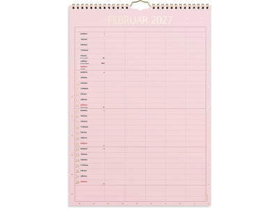 Familiekalender, 2027, Color, 5 personer, 1 måned pr. opslag, Mayland