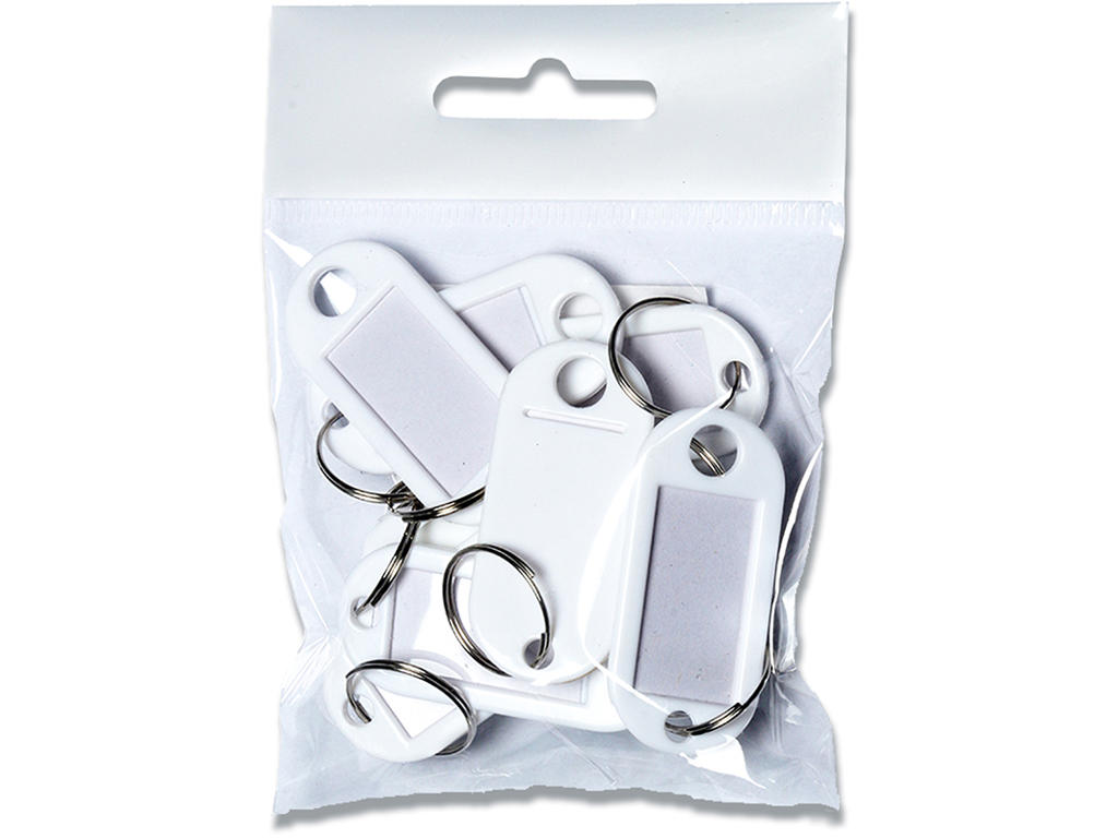 Nøglehænger, Hvid, 10 stk, Med ring, BNT 